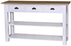 Casa Padrino Landhausstil Konsole mit 3 Schubladen Wei� / Naturfarben 145 x 45 x H. 89 cm - Landhausstil M�bel