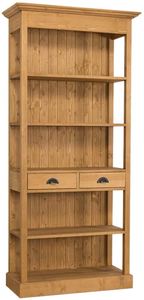 Casa Padrino Landhausstil Regalschrank Naturfarben 90 x 39 x H. 197 cm - Landhausstil Schrank mit 2 Schubladen 