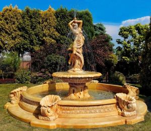 Casa Padrino Barock Springbrunnen  445 x H. 234 cm - Prunkvoller Gartenbrunnen mit Meermuschel Wasserspeier