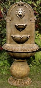 Casa Padrino Barock Wandbrunnen L�we 45 x H. 103 cm - Kunststein Gartenbrunnen im Barockstil