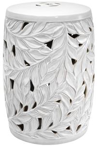 Casa Padrino Keramik Deko Trommel Wei  34 x H. 48 cm - Luxus Wohnzimmer Dekoration