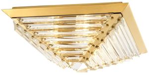 Casa Padrino Luxus Deckenleuchte mit Kristallglas Gold 49 x 49 x H. 21 cm - Luxus Qualit�t