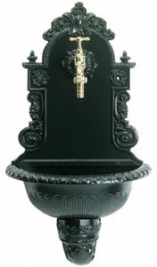 Casa Padrino Jugendstil Aluminium Wandbrunnen mit Wasserhahn Gr�n 30 x 34 x H. 85 cm - Barock & Jugendstil Gartendeko