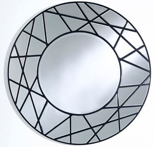 Casa Padrino Designer Spiegel Schwarz  102 cm - Luxus Wohnzimmer Wandspiegel 