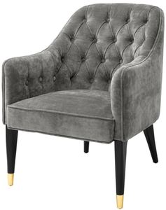 Casa Padrino Luxus Sessel Grau / Schwarz / Gold 65 x 80 x H. 88 cm - Chesterfield M�bel