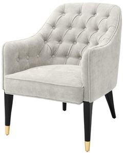 Casa Padrino Luxus Sessel Sandfarben / Schwarz / Gold 65 x 80 x H. 88 cm - Chesterfield M�bel