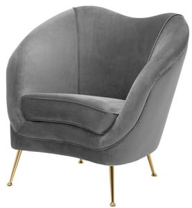 Casa Padrino Luxus Salon Sessel Grau / Messing 85 x 77 x H. 80 cm - Luxus Kollektion