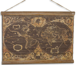 Casa Padrino Wandkarte Geographische Weltkarte Braun / Mehrfarbig 60 x H. 53 cm - Wanddeko