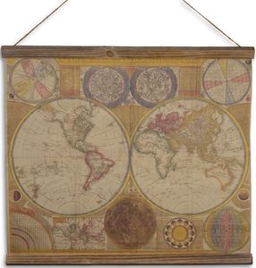 Casa Padrino Wandkarte Weltkarte Braun / Mehrfarbig 60 x H. 53 cm - Wanddeko Karte