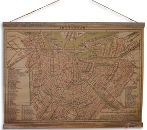 Casa Padrino Wandkarte Amsterdam Braun / Mehrfarbig 70 x H. 53 cm - Antik Stil Karte