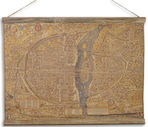 Casa Padrino Wandkarte Die Stadt Paris Braun / Mehrfarbig 70 x H. 53 cm - Antik Stil Karte