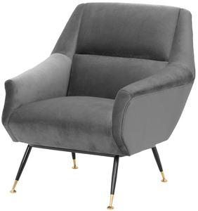 Casa Padrino Luxus Salon Sessel Grau / Schwarz / Messing 75 x 75 x H. 78 cm - Hotel M�bel