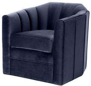 Casa Padrino Luxus Drehsessel Mitternachtsblau 84 x 85 x H. 77 cm - Wohnzimmer Sessel