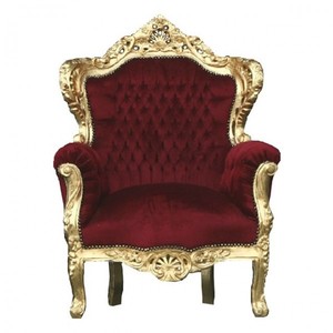 Casa Padrino Barock Sessel King Bordeaux / Gold Thron Stuhl