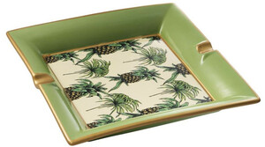 Casa Padrino Luxus Porzellan Aschenbecher Ananas Design Grn / Mehrfarbig 24,5 x 24,5 x H. 4 cm - Wohnzimmer Accessoires
