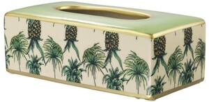 Casa Padrino Luxus Porzellan Kosmetiktcherbox Grn / Mehrfarbig 25 x 13 x H. 9 cm - Papiertcherbox mit Ananas Design