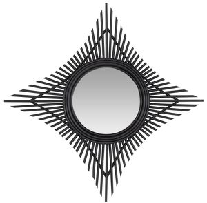 Casa Padrino Designer Rattan Spiegel Schwarz 70 x 3,5 x H. 70 cm - Deko Accessoires