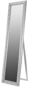 Casa Padrino Barock Standspiegel / Wandspiegel Silber 45 x H. 180 cm - Handgefertigter Spiegel mit Holzrahmen & wundersch�nen Verzierungen