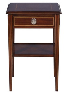 Casa Padrino Luxus Jugendstil Mahagoni Holz Wohnzimmer Beistelltisch mit Schublade Dunkelbraun / Gold 40 x 40 x H. 61 cm - Luxus Qualit�t