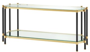 Casa Padrino Wohnzimmer Konsolentisch Gold / Schwarz 169 x 53,5 x H. 75,5 cm - Luxus Konsole