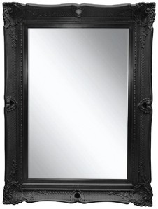 Casa Padrino Barock Spiegel Schwarz 91 x H. 120 cm - Prunkvoller Wandspiegel mit Holzrahmen und wundersch�nen Verzierungen