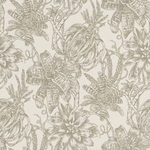 Casa Padrino Luxus Papiertapete Matt Creme / Silber - 10,05 x 0,53 m - Tapete mit Blumen Design 