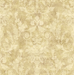 Casa Padrino Barock Papiertapete Beige / Gold - 10,00 x 0,52 m - Edle Mustertapete im Barockstil