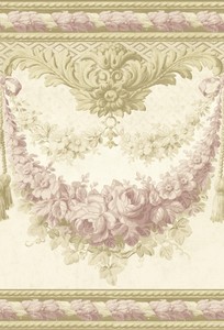 Casa Padrino Barock Papiertapete Beige / Gold / Rosa - 5,00 x 0,61 m - Prunkvolle Mustertapete mit Blumen Design und wundersch�nen Verzierungen