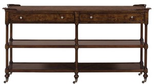 Casa Padrino Luxus Jugendstil Konsole Braun / Dunkelbraun 152 x 46 x H. 79 cm - Konsolentisch mit 2 Schubladen und Rollen