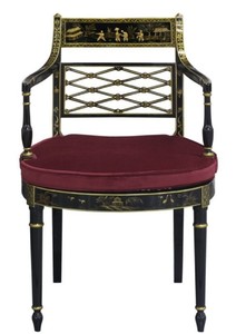 Casa Padrino Luxus Barock Esszimmerstuhl mit Armlehnen Schwarz / Gold / Bordeauxrot 57 x 58 x H. 90 cm - Esszimmerm�bel