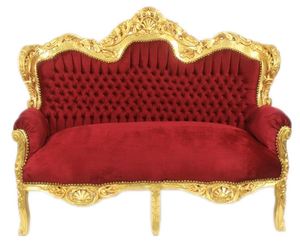 Casa Padrino Barock 2er Sofa Master Bordeaux  / Gold - Mbel 