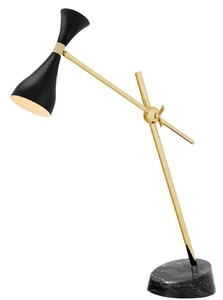 Casa Padrino Luxus Schreibtischleuchte Messingfarben / Schwarz 21 x 65 x H. 87-92 cm - B�rom�bel