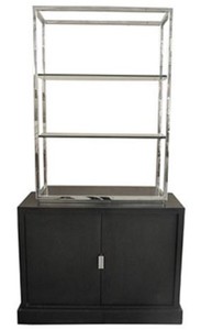 Casa Padrino Luxus Wohnzimmerschrank Schwarz / Silber 109 x 42 x H. 201 cm - Luxus Wohnzimmerm�bel