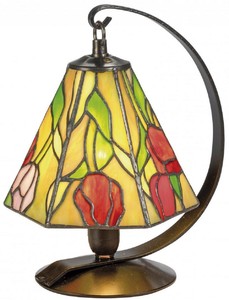 Casa Padrino Luxus Tiffany Tischleuchte / Hockerleuchte Rosen Mehrfarbig  15 x H. 23 cm - Handgefertigte Leuchte aus 94 Teilen