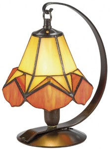 Casa Padrino Luxus Tiffany Tischleuchte Gelb / Orange  15 x H. 23 cm - Handgefertigte Leuchte aus 36 Teilen