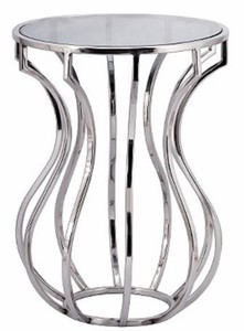 Casa Padrino Designer Beistelltisch Silber / Schwarz  40 x H. 55 cm - Runder Luxus Tisch mit getnter Glasplatte