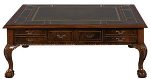 Casa Padrino Luxus Barock Wohnzimmertisch Dunkelbraun / Gr�n 130 x 130 x H. 49 cm - Couchtisch mit 24 Schubladen