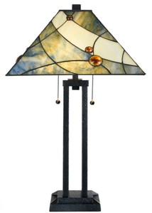 Casa Padrino Luxus Tiffany Tischleuchte Mehrfarbig / Schwarz 45 x 45 x H. 75 cm - Luxus Tischlampe