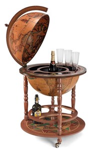 Casa Padrino Art Deco Getr�nke Servierwagen Globus Bar Braun / Mehrfarbig 60.5 x H. 97 cm - Art Deco M�bel