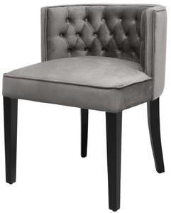 Casa Padrino Luxus Chesterfield Esszimmerstuhl Grau / Schwarz 60 x 58 x H. 77 cm - Esszimmerm�bel