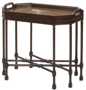 Casa Padrino Luxus Couchtisch Dunkelbraun / Braun 66 x 41 x H. 62 cm - Serviertisch mit abnehmbarem Tablett