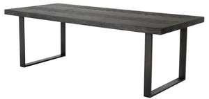 Casa Padrino Luxus Esstisch mit Eichenfurnier Tischplatte Schwarz / Bronze 230 x 100 x H. 75,5 cm - Luxus Esszimmermbel