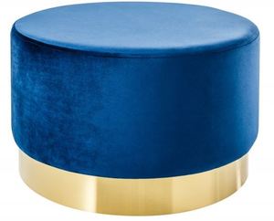 Casa Padrino Designer Rundhocker Blau / Gold B. 55 x H. 35 cm - Wohnzimmer M�bel