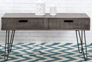 Casa Padrino Designer Beistelltisch Mango Grau 100cm - Massivholz 