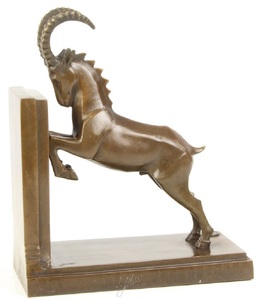 Casa Padrino Luxus Bronze Springbock Buchst�tze 20,4 x 10 x H. 25,6 cm - Deko Bronzefigur