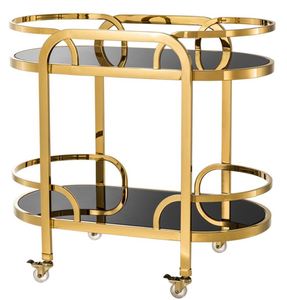 Casa Padrino Luxus Servierwagen Gold / Schwarz 85 x 46,5 x H. 80,5 cm - Hotel Restaurant Gastronomie Trolley 