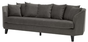 Casa Padrino Luxus Sofa mit Kissen Dunkelgrau / Schwarz 240 x 95 x H. 78 cm - Luxus Wohnzimmermbel