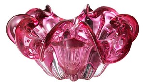 Casa Padrino Deko Schssel aus mundgeblasenem Glas Pink  21 x H. 10 cm - Luxus Deko Accessoires