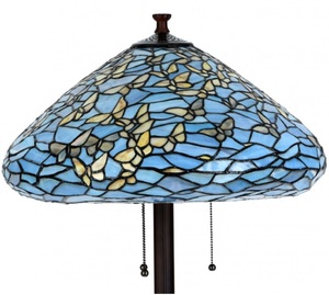 Casa Padrino Luxus Tiffany Stehleuchte Schmetterlinge Blau / Mehrfarbig  50 x H. 160 cm - Handgefertigte Stehlampe