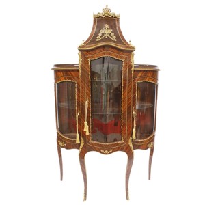 Casa Padrino Barock Glas Vitrine Vitrinenschrank - Barock M�bel - Vitrinenschrank 125 x 50 x H 198 cm - Wohnzimmerschrank Schrank Mahagoni / Gold